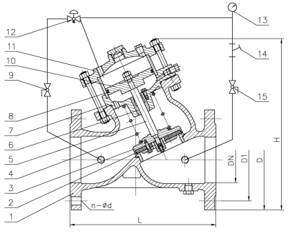 AX107X型活塞式安全泄壓/持壓閥使用說明書-工作原理(圖1)